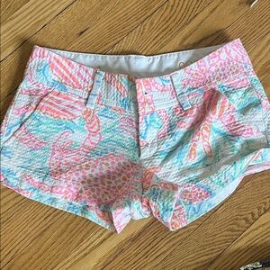 Lilly Pulitzer Seersucker Shorts - Pink, Aqua & Coral